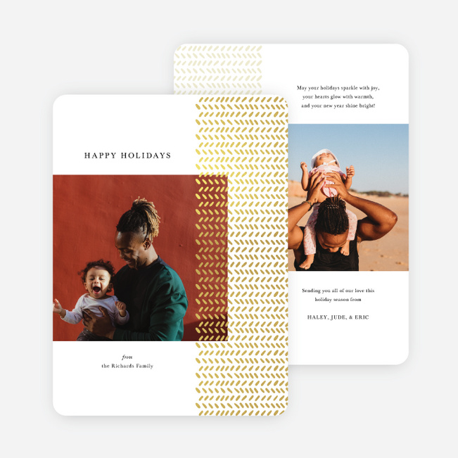 Foil Polished Edge Holiday Cards and Invitations - Yellow