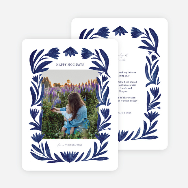 Indigo Folk Holiday Cards and Invitations - Blue