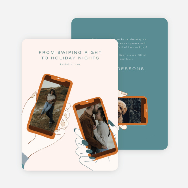 Swiping Right Holiday Cards and Invitations - Blue
