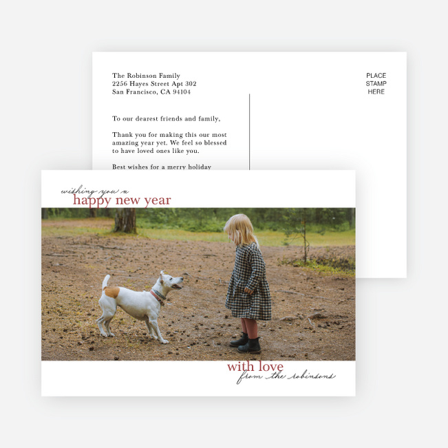 Edge to Edge New Year Cards and Invitations - Red