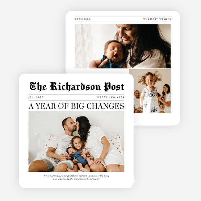 Headline Moment New Year Cards and Invitations - Black