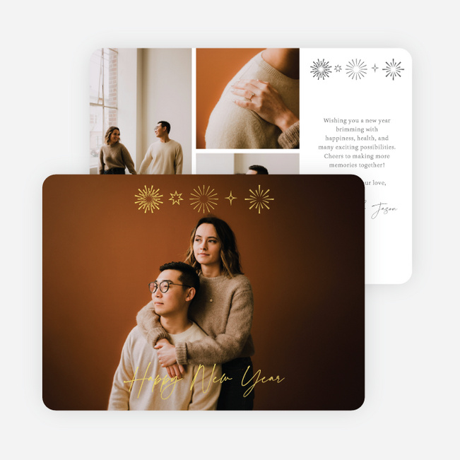 Lightly Hung New Year Cards and Invitations - Yellow