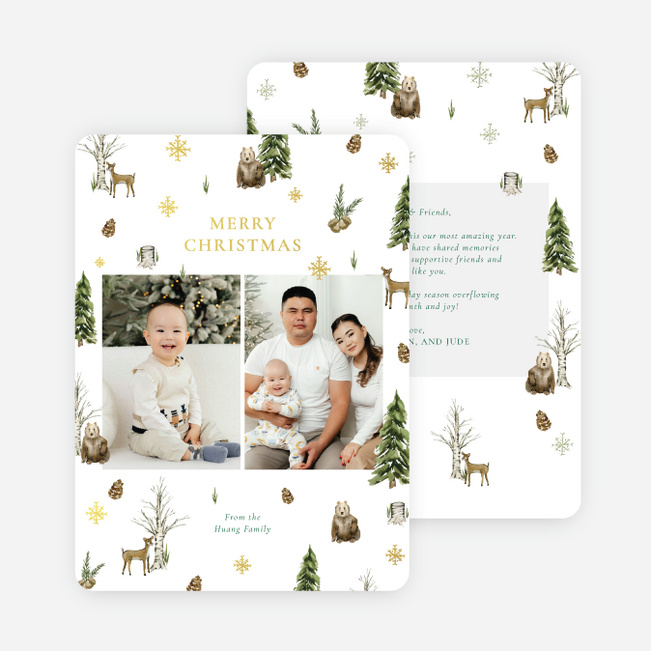 Foil Forest Christmas Cards - Yellow