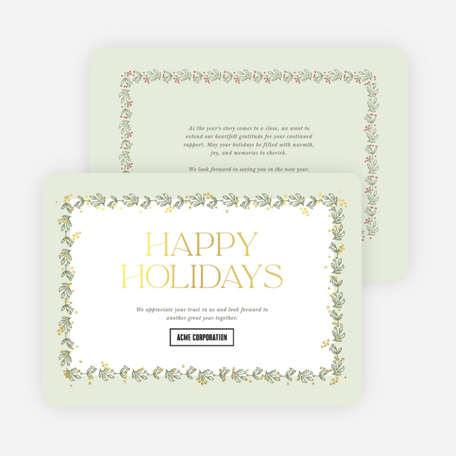 Foil Garland Glow Corporate Holiday Cards & Corporate Christmas Cards - Yellow