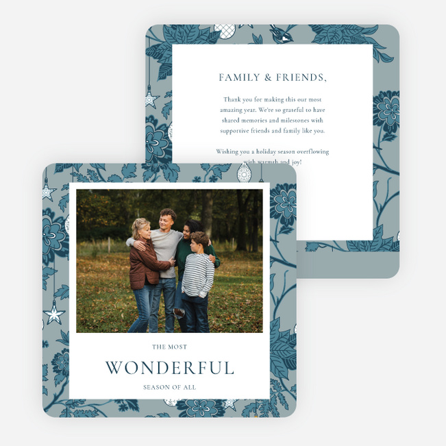 Seasonal Tangle Holiday Cards and Invitations - Blue