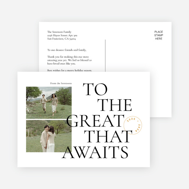 New Year Waiting Christmas Cards - White