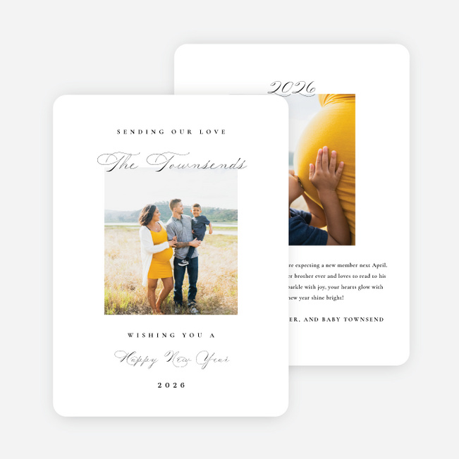Season’s Embrace New Year Cards and Invitations - White