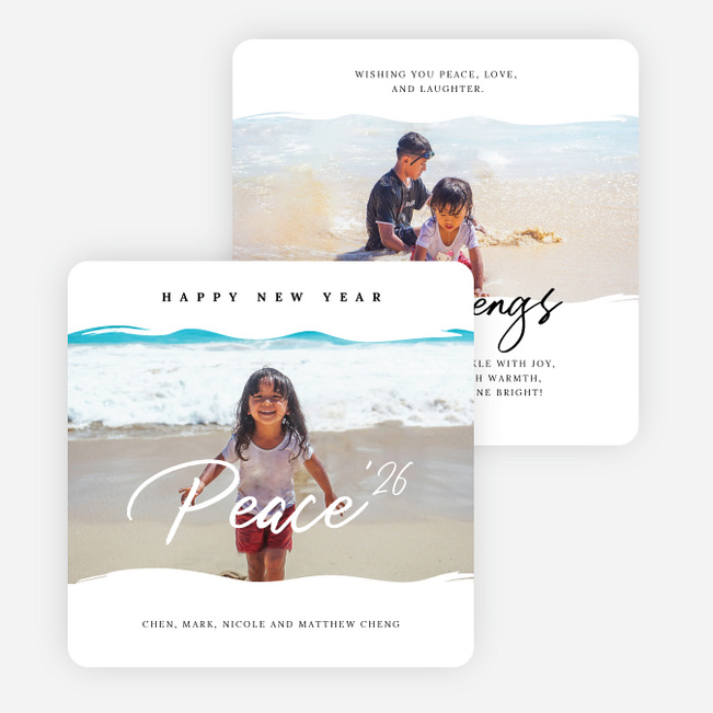 Tranquil Tidings New Year Cards and Invitations - White