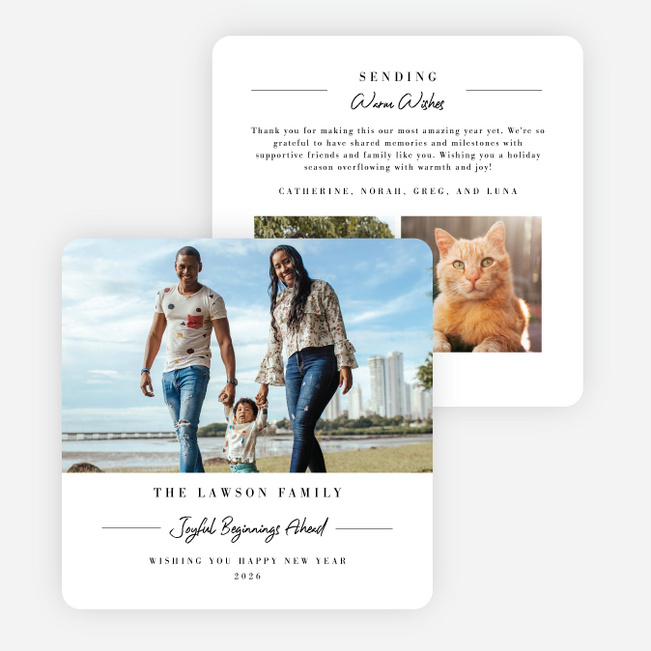Timeless Joy New Year Cards and Invitations - White