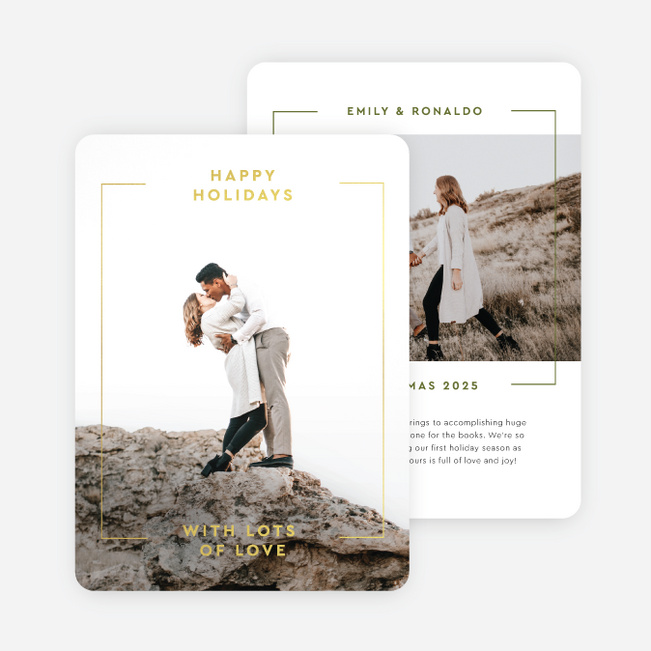 Foil Luxe Outline Holiday Cards and Invitations - Yellow