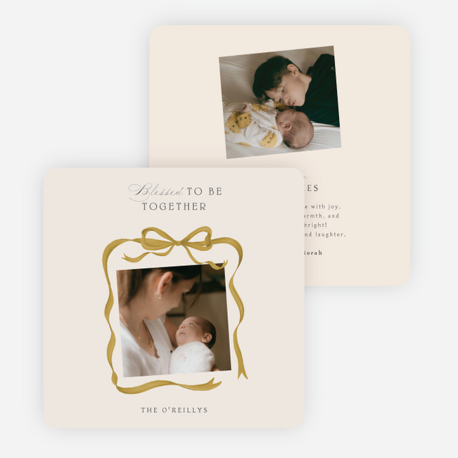 Blissful Bow Holiday Cards and Invitations - Beige