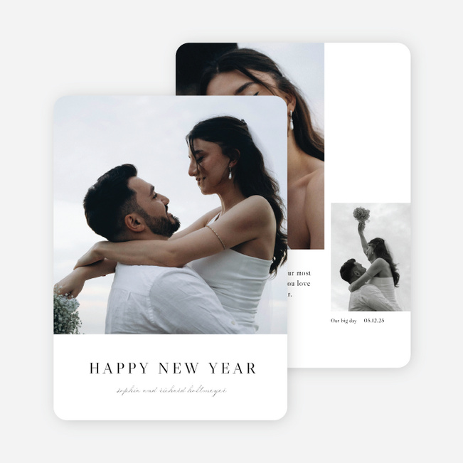 Married & Bright New Year Cards and Invitations - Black
