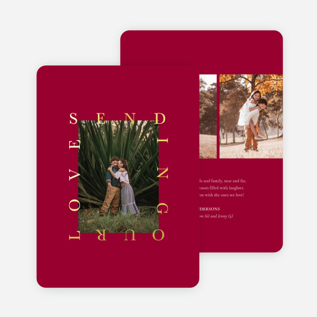 Foil Heartfelt Message Multi Photo Holiday Cards - Yellow