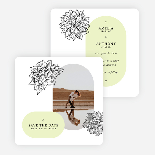 Succulent Crush Save the Date Cards - Green