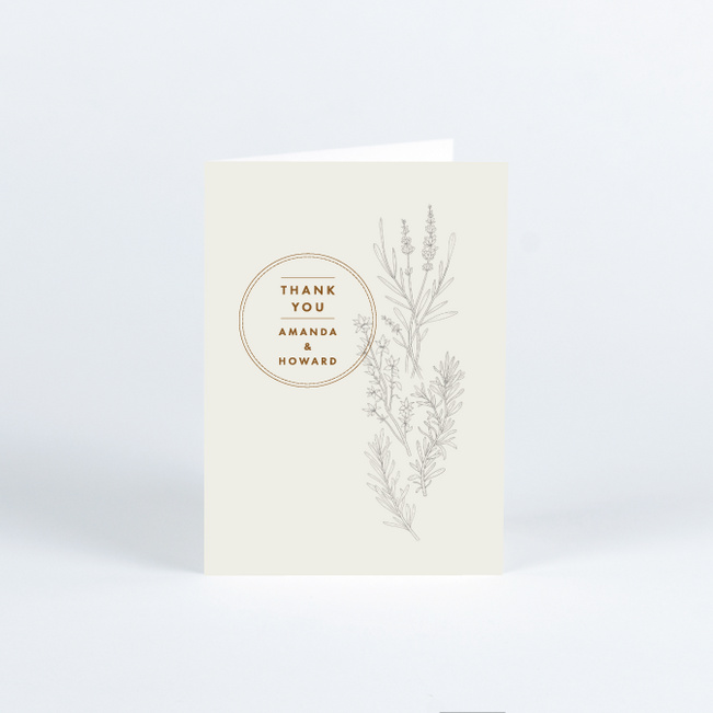 Herbal Whispers Wedding Thank You Cards - Beige