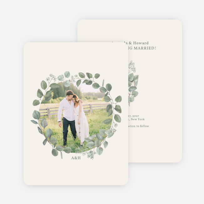 Rustic Eucalyptus Save the Date Cards - Green