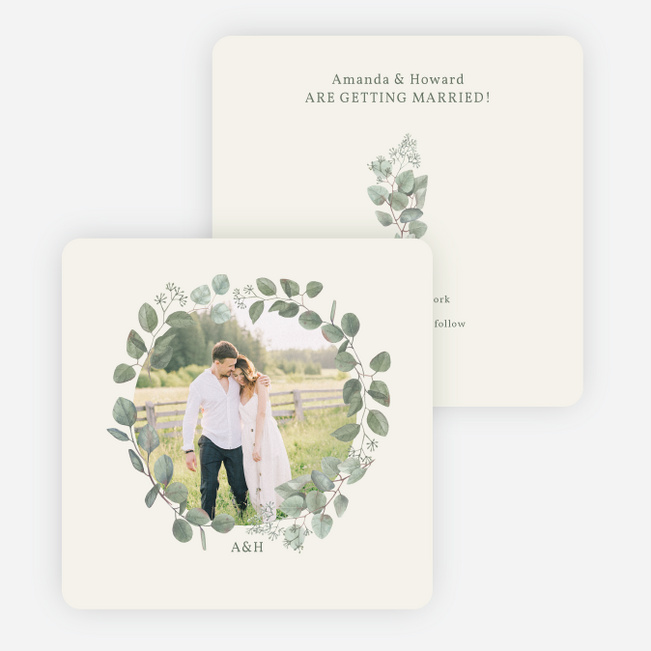 Rustic Eucalyptus Save the Date Cards - Green