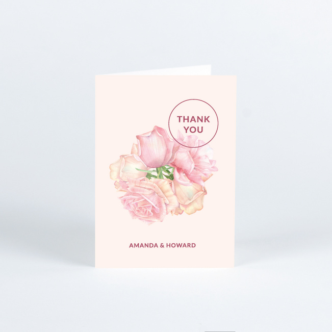 Bohemian Romance Wedding Thank You Cards - Pink