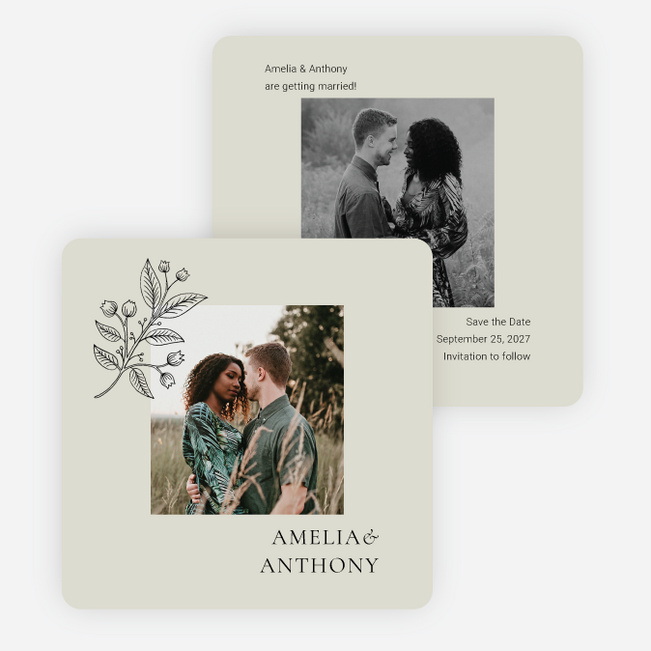 Floral Ampersand Save the Date Cards - Beige