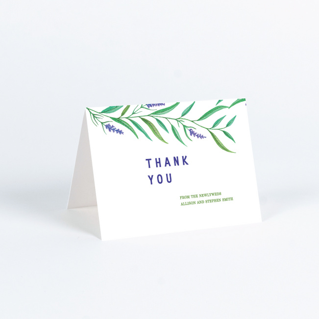 Side Swept Floral Wedding Thank You Cards - Green