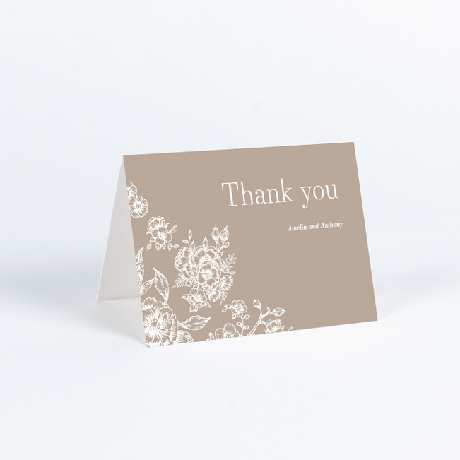 Muted Vintage Floral Wedding Thank You Cards - Beige