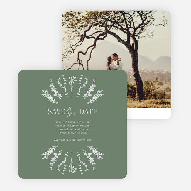 Rustic Garden Herbs Save the Date Cards - Green