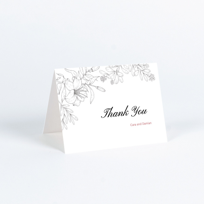 Blushing Floral Arch Wedding Thank You Cards - White
