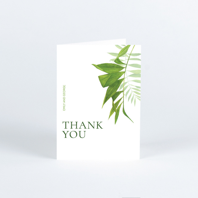 Modern Minimal Tropical Wedding Thank You Cards - Green