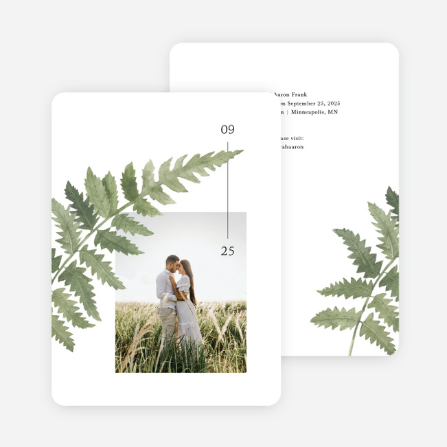 Rustic Ferns Save the Date Cards - White