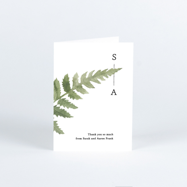 Rustic Ferns Wedding Thank You Cards - White