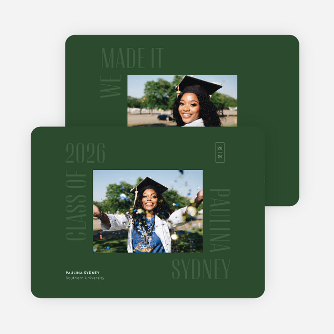 Accomplished Frame Graduation Announcements & Graduation Invitations - Green