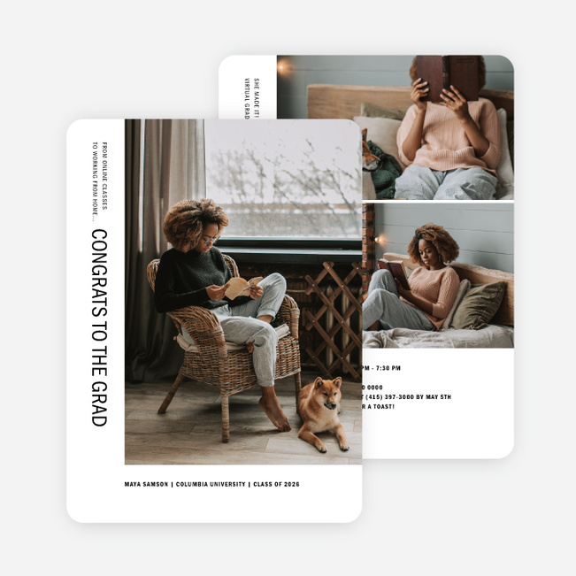 Editorial Look Graduation Announcements & Graduation Invitations - Black