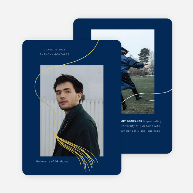 Golden Tassel Graduation Announcements & Graduation Invitations - Blue