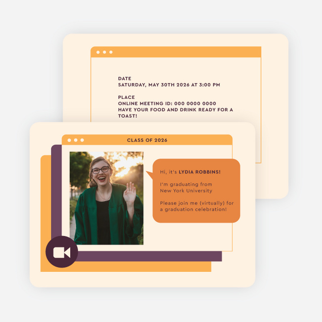 Virtual Window Graduation Announcements & Graduation Invitations - Yellow