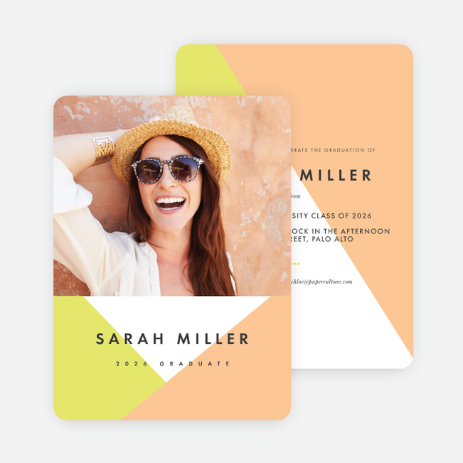 Bold & Geometric Photo Graduation Cards - Orange