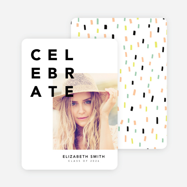 Celebration and Confetti Graduation Invitations - Orange