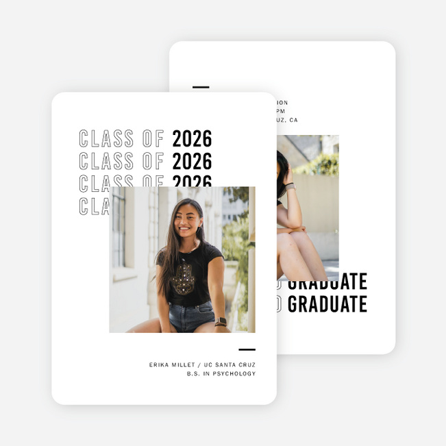 Excellence All Around Graduation Announcements & Graduation Invitations - Black