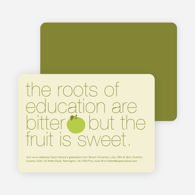 Graduation Fruit Invitations - Green Apple