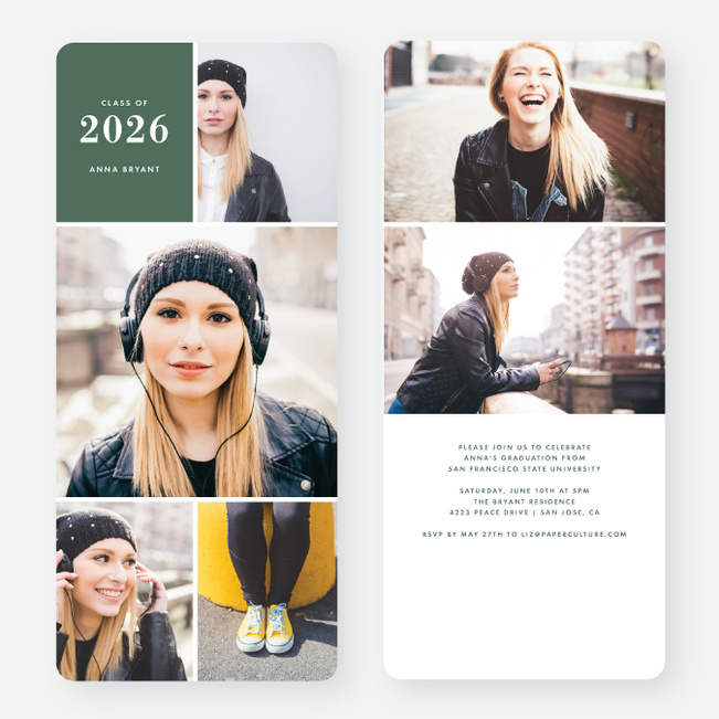 Photo Board Graduation Invitations - Green