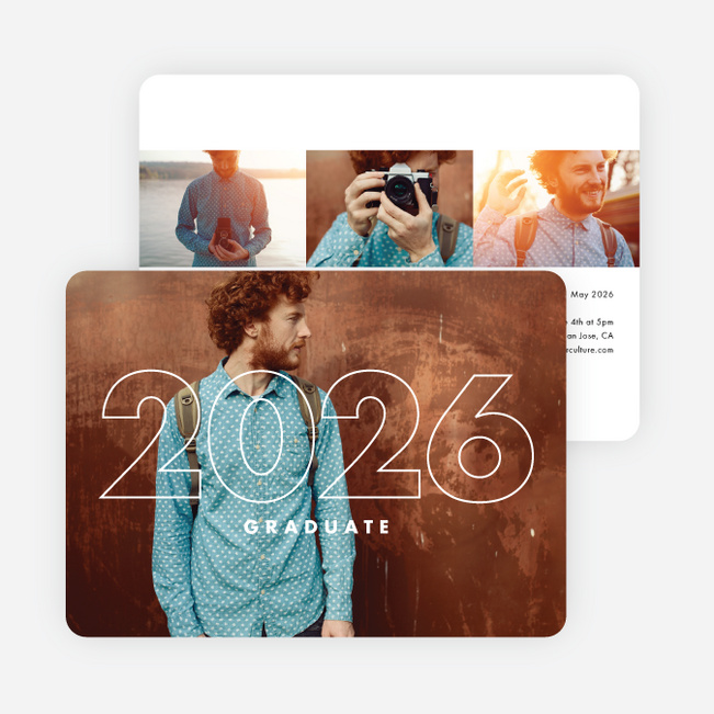 Centered Year Graduation Invitations - Black