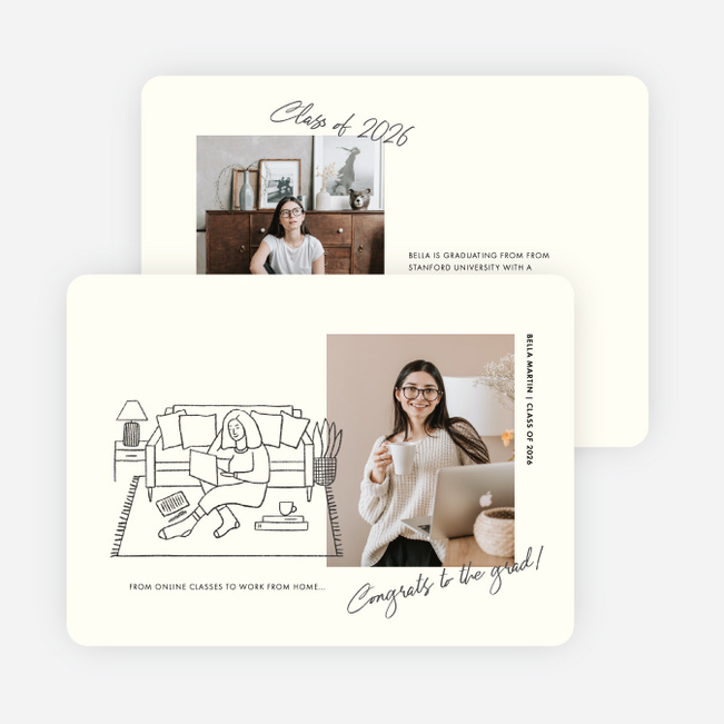 Cozy Student Graduation Announcements & Graduation Invitations - Beige