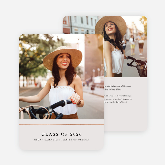 Foil Modern Classic Graduation Invitations - Beige