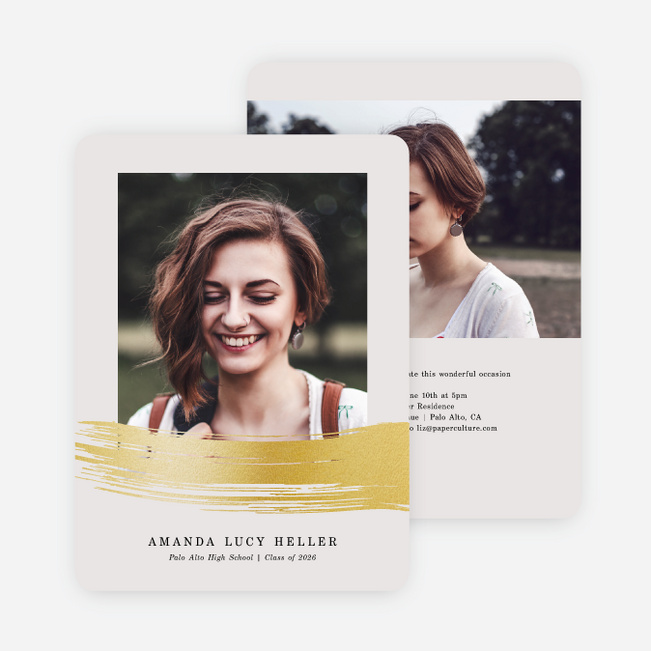 Foil Stroke of Genius Graduation Invitations - Beige