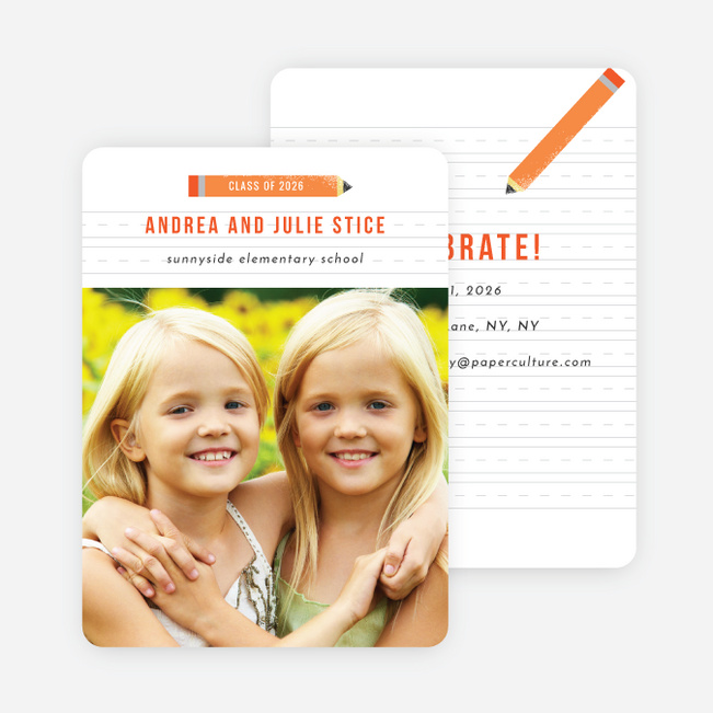 It’s Elementary Graduation Invitations - Orange