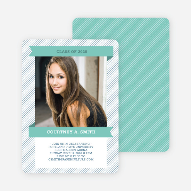 Graduation Banner Invitations - Teal Tart