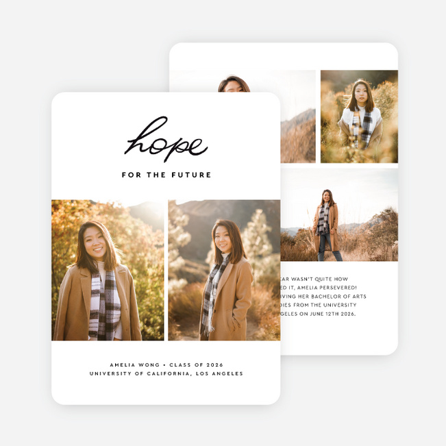 Hopeful Future Graduation Announcements & Graduation Invitations - White