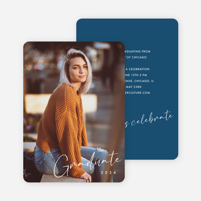 Inscribed Triumphs Graduation Announcements & Invitations - Blue