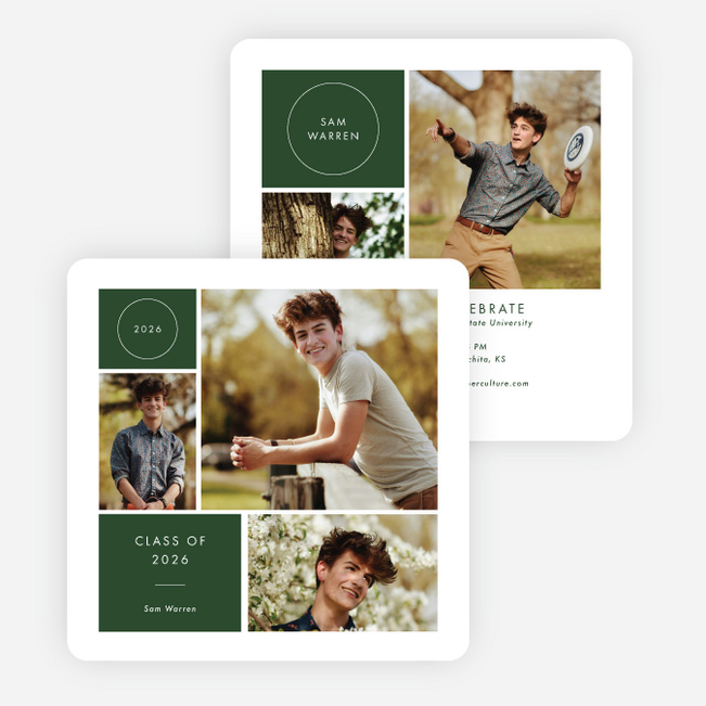 Milestone Montage Graduation Announcements & Invitations - Green
