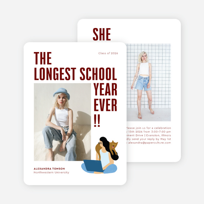 Over the Shoulder Graduation Announcements & Graduation Invitations - Red