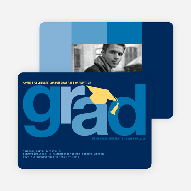 Pop Art Inspired Graduation Invitations - Navy